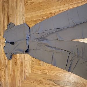 Vetta NWT Two Piece Jumpsuit Wide Leg Trousers Dark Khaki Okive Green Xsmall